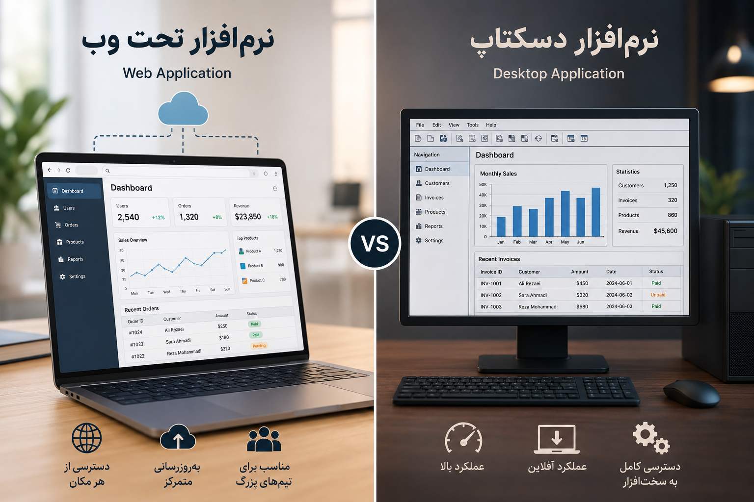 تفاوت نرم‌افزار تحت وب و دسکتاپ؛ کدام بهتر است؟