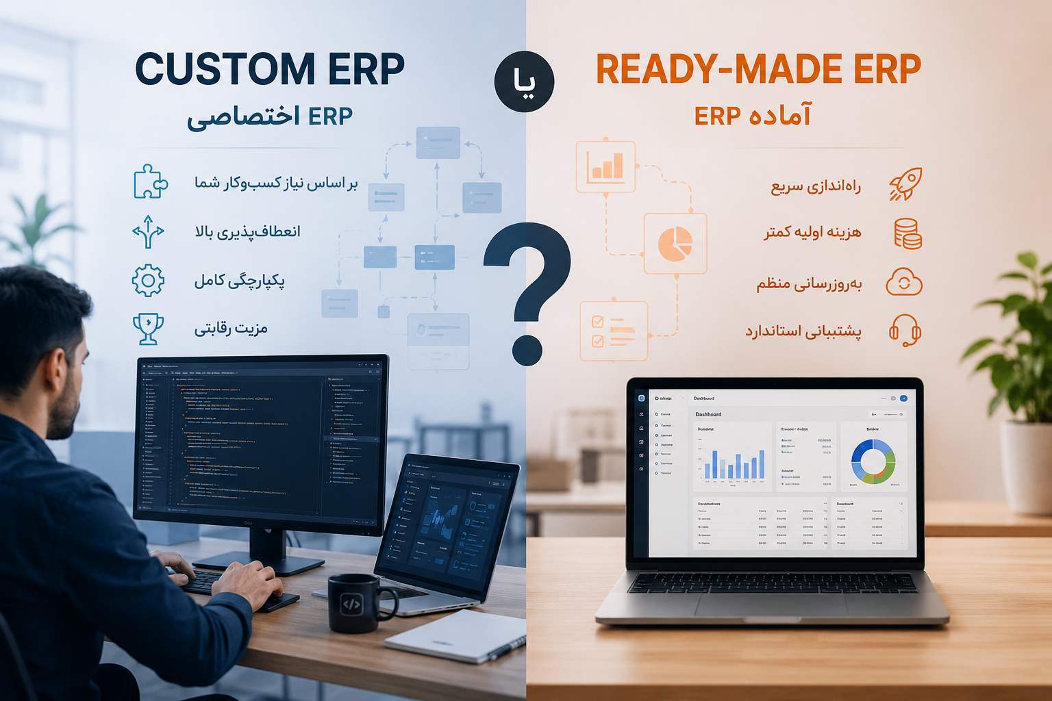 ERP اختصاصی یا ERP آماده؟ راهنمای فنی انتخاب بهترین سیستم سازمانی
